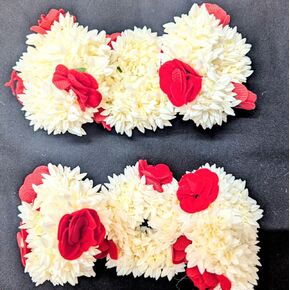 Pretty Charming Artificial Jasmine Flower Hair Bands with Yellow Roses, Traditional Wedding Accessories, White, Set of 6 Ideal for Haldi ceremony