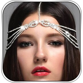 Rhinestone Head Chain Jewelry Silver Crystal Headpiece Wedding Hair Chain Prom Women Hair Accessories