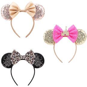 Mouse Ears Headbands with Bow Minnie Ears Cosplay Costume Hair Accessories for Women Girls Birthday Party Decoration