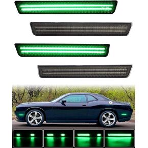 Dynamic Green LED Side Marker Light for Dodge Challenger 2015 2016 2017 2018 2019 2020 2021 2022 2023 Len Green Green Green Lamps ، حزمة 4
