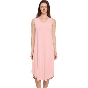 Premium Sleeveless Nightgowns for Women Soft Bamboo Viscose V Neck Tank Pajama Dress in Kuwait
