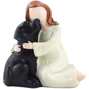 Love My Black Dog Figurines Statues, Dog Angel Friendship Remembrance Gifts, Sculpted Hand-Painted Figures for Dog Lovers