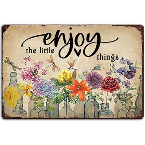 Ykfss Funny Garden Signs Outdoor Wall Decor For Patio Metal Signs For Outside Porch Tin Signs Enjoy The Little Things Sign Garden Decorative Plaque Farmhouse Kitchen Flower Hanging Sign 8x12 Inch