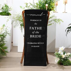 Father of the Bride Wedding Memorial Reserved Chair Sign Banner in Loving Memory of Parents Celebrating from Heaven Wedding Linen Memorial Sign Sympathy Gift for Loss Seat (White)