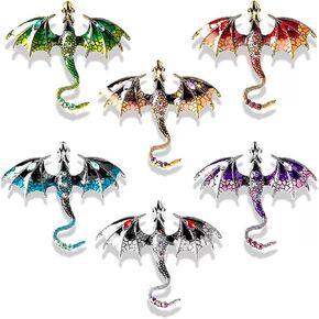 6 PCS Dragon Brooches Araneid Lapel Pins Crystal Insect Themed Insect Brooches for Women (6 Colors)