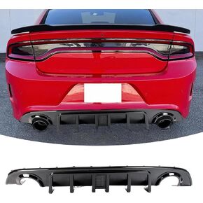 Rear Bumper Diffuser with Brake Light Fit for Dodge Charger 2015-2023, SRT, R/T 392, GT, R/T Scat Pack,Rear Lower Fin Lip Splitter Body Kit Exterior Accessories (Gloss Black)