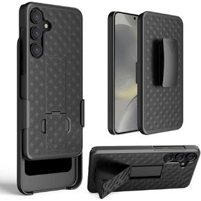 حافظة حافظة لهاتف سامسونج جالاكسي S23 FE، حافظة كومبو وحافظة نحيفة للرجال مع مسند مدمج + حافظة بمشبك حزام دوار لهاتف سامسونج جالاكسي S23 FE إصدار 2023 فقط، أسود in Kuwait