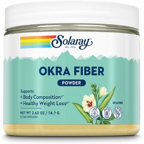 Solaray Okra Powder Powder - مكملات الهضم - يدعم تكوين الجسم والهضم الصحي - يساعد على تقليل امتصاص الدهون والسعرات الحرارية - خالية من الغلوتين ، نباتي - 30 حصص ، 2.63 أوقية