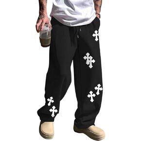 Zaful Mens Wide Leg sweatpants عرضية مستقيمة مستقيمة فضفاضة مفتوحة أسفل السفن السوائل سراويل مسار ركض تجريبي مع جيوب