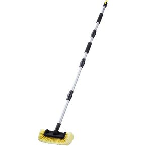 VEVOR Car Wash Brush, 66.7-Inch Extendable Car Washing Brush with Long Handle, 12" Scratch-Free Soft PVC Bristle Head, Flow-Thru Car Cleaning Mop Kit with Water Hose Attachment for Car RV Boat