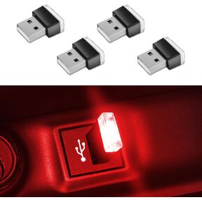 4pcs USB LED LED مصباح الأجواء الداخلية ، مجموعة إضاءة إضاءة ديكور واجهة USB ، مصباح صغير محمول LED Ambient Night ، إكسسوارات السيارات العالمية الضوء المحيط (الأزرق)