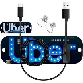 Light for Car,Light Signs for Car, Blue LED, USB Type-C Touch Dimmer Control, Suction Cup Mount， Board Sign Suitable for All Cars