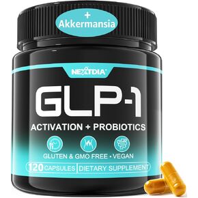 GLP-1 Supplement with Akkermansia Probiotics, Prebiotics Fiber, Berberine, Green Tea Extract, Ceylon Cinnamon, Turmeric, Cayenne Pepper - Support GLP-1 Naturally, Gut, Energy, Men Women - 120 Capsules