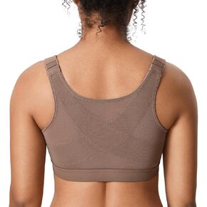 DELIMIRA Women's Inbarely Plus Front Closure Bras Posture Wireless Full Coverage Plus Size Unlined Bra