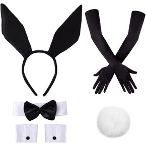 7pcs Easter Halloween women's Bunny Set bunny ears lace up cuffs Bunny tail gloves for women role play party gifts