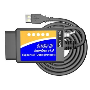 USB OBD2 ELM327 Cable Adapter Scanner Code Reader ELM 327 Diagnostic Tool OBD 2 Interface Connector for Ford GM Vehicles for Laptop PC with HS CAN & MS CAN Switch