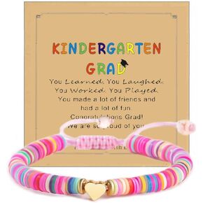 2024 Kind-ergarten Pre-school Graduation Bracelet for Her, Pink Blue Cross Bracelets Jewelry for Class of 2024,Heart bracelet for Daughter Niece Granddaughter