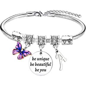 هدايا yeeqin ملهمة الأساور الأولية للنساء أصدقاء أساور الفراشة سحر الأساور لابنة الأخت 26 رسائل أساور الأبجدية in Kuwait