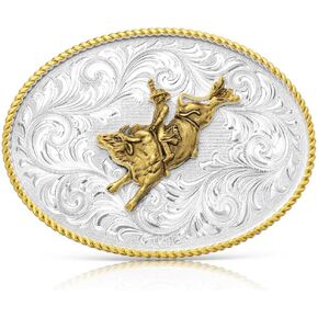 Montana Silversmiths Classic Western Two-Tone Buckle with Bull Rider