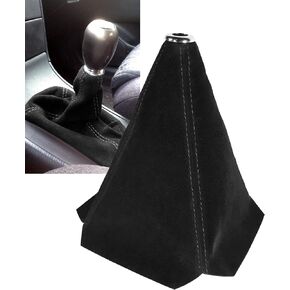 ESEWALAS Universal Shift Boot Cover,Car Gear Gaiter Shifter Boot,Car Shift Boots Shift knob Dust Cover,Leather Manual/Auto Shifter Shift Boots Cover (Suede Leather,Black Suede/Stitching)