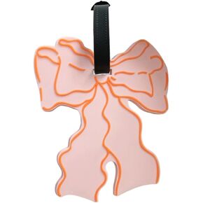 Pink Bow Silicone Luggage Tag Cute Travel Bag ID Holder for Suitcases Personalized Labels for Cruise Airport