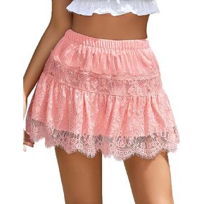 Avidlove Lace Mini Skirt for Women Summer Short Skirts Y2K Lace Trim Contrast Lingerie Skirt