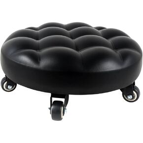 Rolling Stools with 5 Wheels Modern Low Roller Seat Stool for Home Office Men Wemen Girl Shop Salon Kitchen Garage or Sofa Foot Rest Black