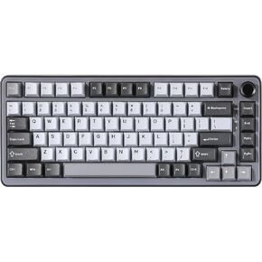 YUNZII B75 Mechanical Keyboard,75% Hot Swappable Keyboard with Knob,RGB Gasket Gaming Keyboard with Double-Shot PBT Keycaps,Cherry Profile for Win/MAC (Black, Blue Grey Tactile Switch)