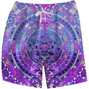 LAOLIUSN Men's Mexico Board Shorts Aztec Graphic Beach Shorts