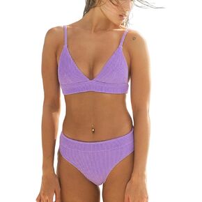 Women's Bikini Sets Two Pieces Swimsuits V Neck Tummy Control Cheeky Bottom Swimwear
