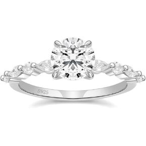 1.5 CT Moissanite Engagement Rings for Women D Color VVS1 Clarity 925 Sterling Silver Solitaire Rings Round Cut Promise Wedding Stunning for Women Size 4-10