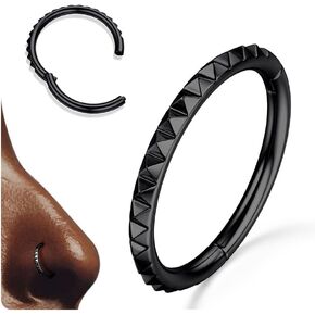 BodyBonita Segment Nose Rings Hoops - 316L Surgical Steel Nose Piercings Pyramid Septum Rings Lip Helix Daith Conch Jewelry