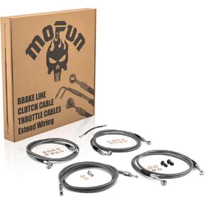 Mofun ABS Hydraulic Front Brake Line & Clutch Line & Throttle by Wire Extensions Compatible with Harley Touring Road King Street Electra Road Glide 2017-2020, Fit 16" -18" Handlebar Black