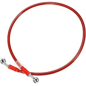 80cm 31.5" Length 10mm ID Motorcycle Hydraulic Brake Line Oil Hose Pipe 28° 0° Stainless Steel Braided Cable for ATV Motocross Sport Bikes Red Replacement