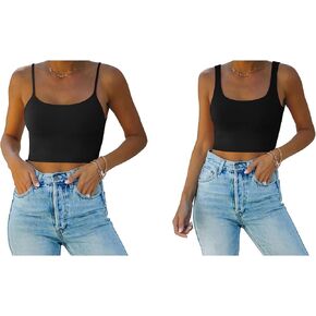 REORIA Two Pieces Tank Yoga Basic Crop Tops Black M