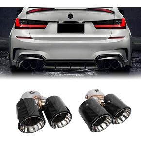stainless quad exhaust tip finishers for 2019-25 bmw g20 m340i 330i carbon fiber
