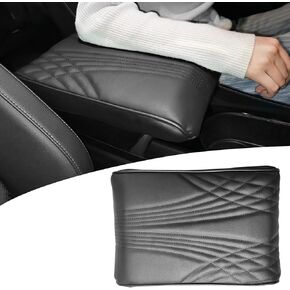 Center Console Heighten Cover Universal Leather Memory Foam Armrest Booster Pad Arm Rest Storage Box Protector for Cars, SUVs, Trucks Car Interior Accessories (Black)