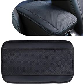 Scratch Proof Center Console Armrest Box Mat, PU Leather Non-slip Breathable Cover, Perfect Fit Protector for All Seasons, Suitable for Cars SUVs (Black)