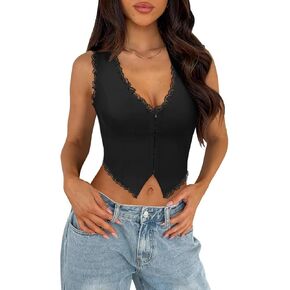 Sexy Lace Top for Women Summer V Neck Sleeveless Y2K Going Out Corset Tank Tops in Saudi Arabia