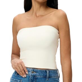 AJISAI Womens Double Lined Tube Tops Crop Going Out Tops Strapless Tank Summer Top 2025