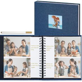 Vienrose Photo Album Linen Cover with Writing Areas Memory Book for Wedding Party Baby Anniversary 120 Pockets Beige