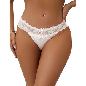 ohmydear Lace Thongs for Women Sexy Thong Cheeky Tangas Panties Floral Lace Plus Size Underwear XS-4XL