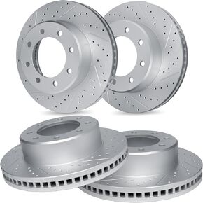 R1 Concepts Front Rear Brake Rotor Kit |Brake Rotors| Brake Disc |Drilled and Slotted|fits 1999-2005 Ford Excursion, F-250 Super Duty, F-350 Super Duty