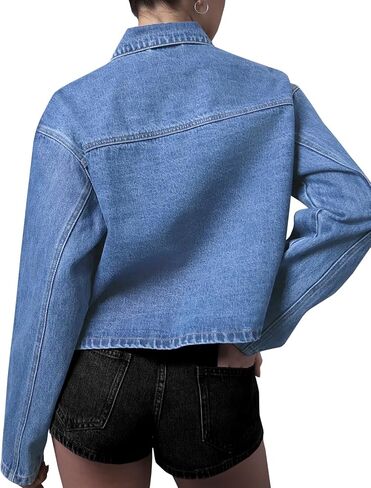 Tankaneo Womens Bow Tie Broup Jackets مقصود من جنيات الدنيم المقطوعة بشكل كبير الحجم غير الرسمي جان أكواخ Jean y2k خفيفة الوزن معاطف لطيف in Saudi Arabia