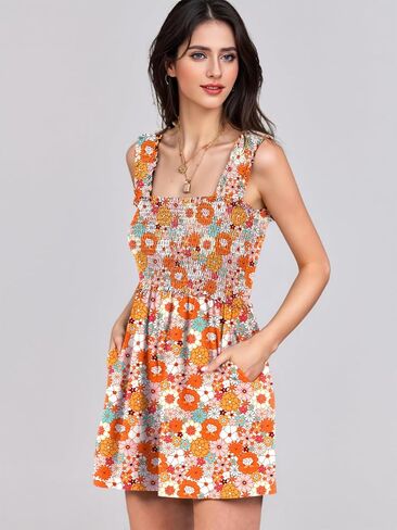 Rompers for Women 2025 Summer Casual Smocked Sleeveless Printed Dressy Romper Shorts Jumpsuit Beach Vacation Outfits in Saudi Arabia