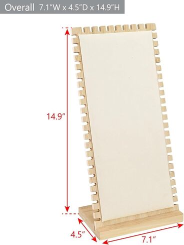 MOOCA 2 Pcs Set Bamboo Freestanding Medium Necklace Bracelet Holder Stand, Jewelry Display, Necklace Display for Multiple 12 Necklaces or Bracelets, Beige Color, 7.1W x 4.5D x 14.9H in in Saudi Arabia