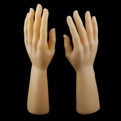 1 Pair of Male Hand Left Right Manikin Hand Model Gloves Rings Display Stand Holder Jewlery Organizer, Skin Color in Saudi Arabia