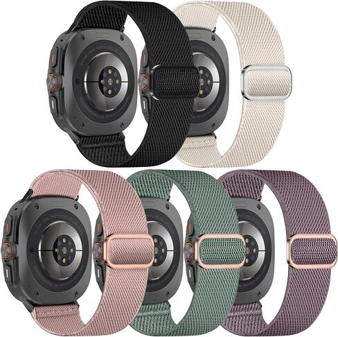 5 Pack Stretchy Nylon Compatible with Samsung Galaxy Watch Ultra Band 47mm 2025/Galaxy Watch 7 Ultra 47mm Band 2024, Solo Loop Soft Elastic Sport Strap Replacement Wristbands for Men Women in Kuwait