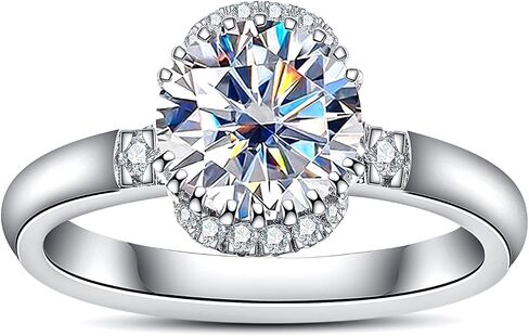 خواتم الخطبة Moissanite 1CTTW-2.15CTTW Round Round Cut Half Bezel إعداد/إعداد إطار/إعداد قناة/مختبر هالة تم إنشاؤه من Diamond Solitaire Promise Rings للنساء in Kuwait
