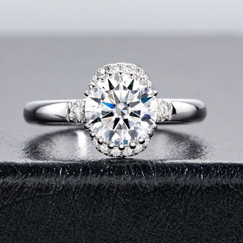 خواتم الخطبة Moissanite 1CTTW-2.15CTTW Round Round Cut Half Bezel إعداد/إعداد إطار/إعداد قناة/مختبر هالة تم إنشاؤه من Diamond Solitaire Promise Rings للنساء in Kuwait